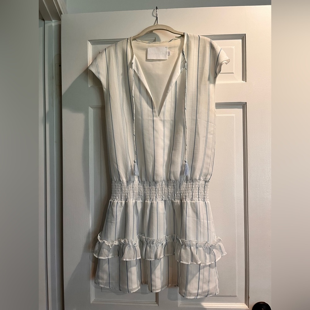 Vacate Smocked Waist Blue and White Striped Dress